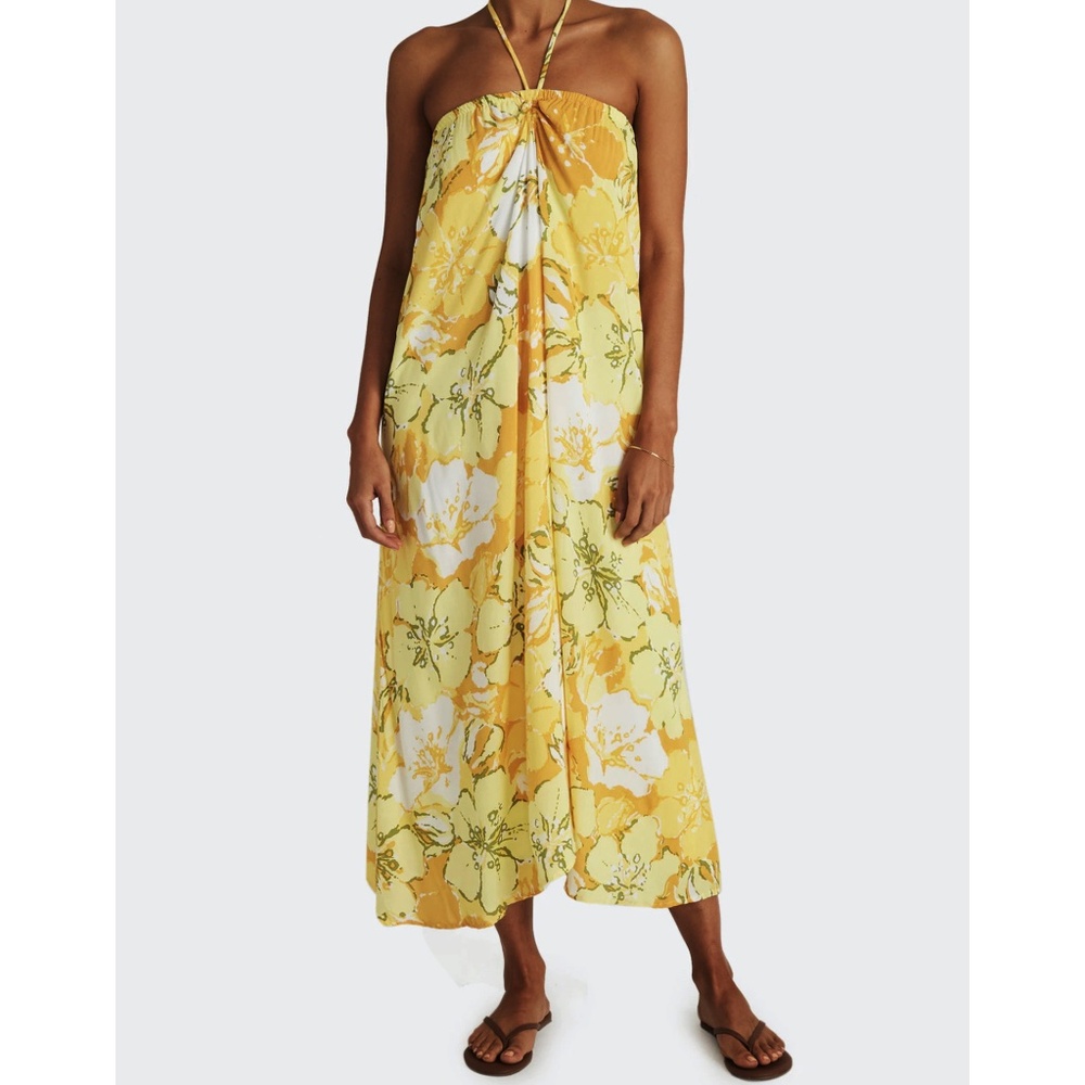 Faithfull The Brand Asturias Midi Halter Strapless Dress